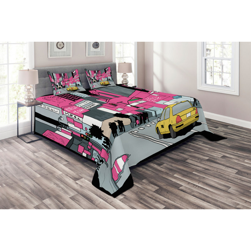 Modern & Contemporary Polyester Coverlet, King Bedspread + 2 Shams