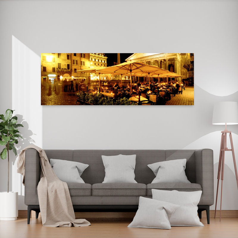 Café, Panthéon, Rome, Italie, architecture contemporaine, art mural, H 20 po x l 60 po