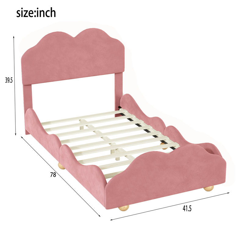 Lit plateforme 39,5 po Naylani, Lit simple, Rose foncé