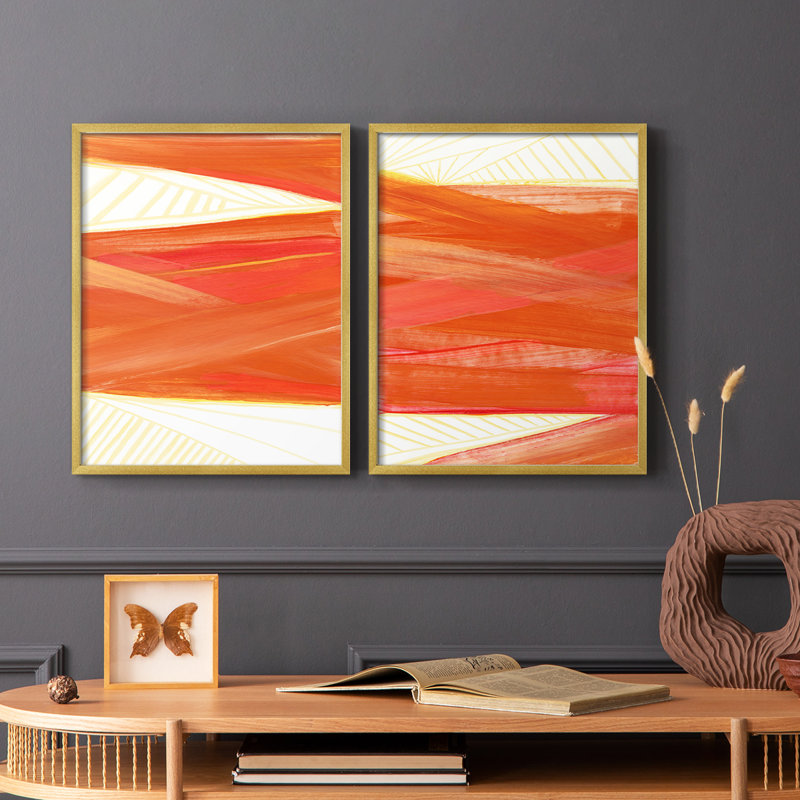 Warm Rays I - impression encadrée de qualité supérieure - prête à être accrochée - aucun clou requis - aucun clou requis