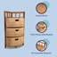 Quart 34 in. H Handcrafted Acacia Wood 3-Tier Corner Storage Cabinet with 3 Water Hyacinth Baskets, Natural-130287240