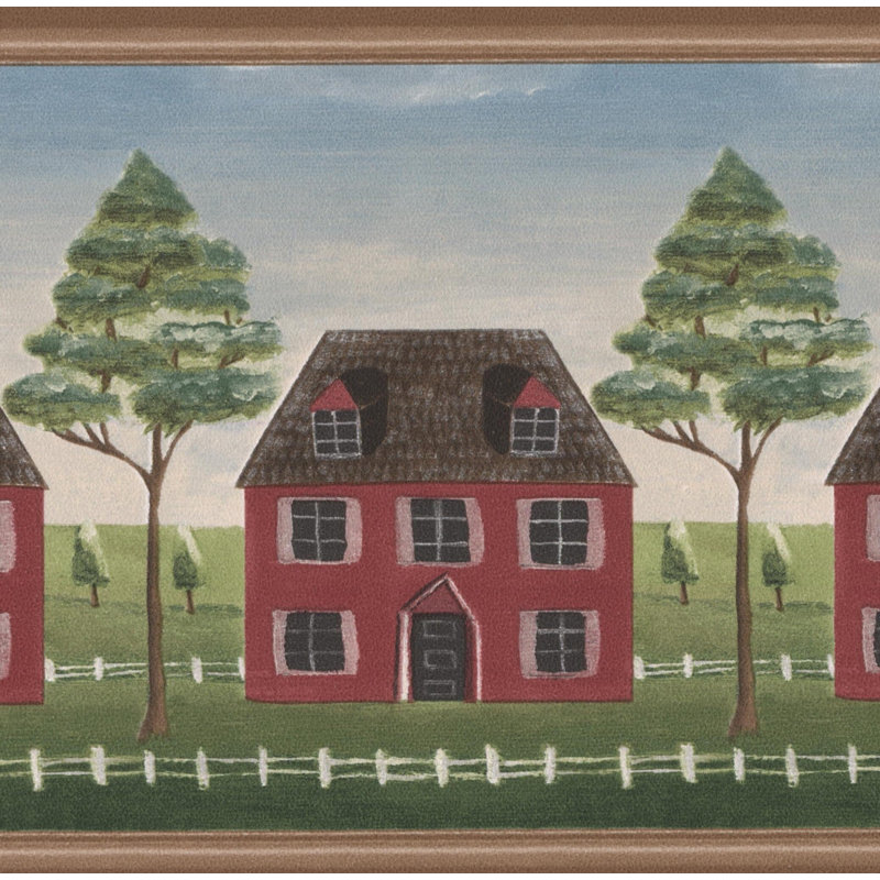 Bordure de papier peint Bellmont, Rouge / Vert / Noir