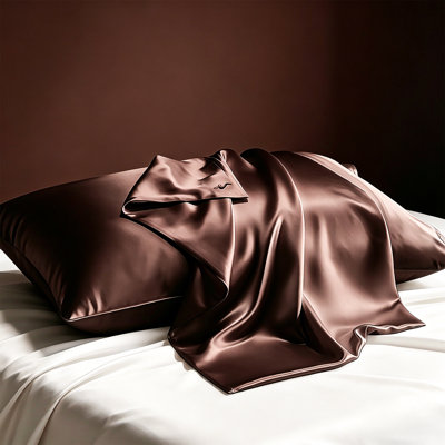 100% Mulberry Silk Pillowcase Grade 6A 22mm Natural Silk 20"x36" Brown