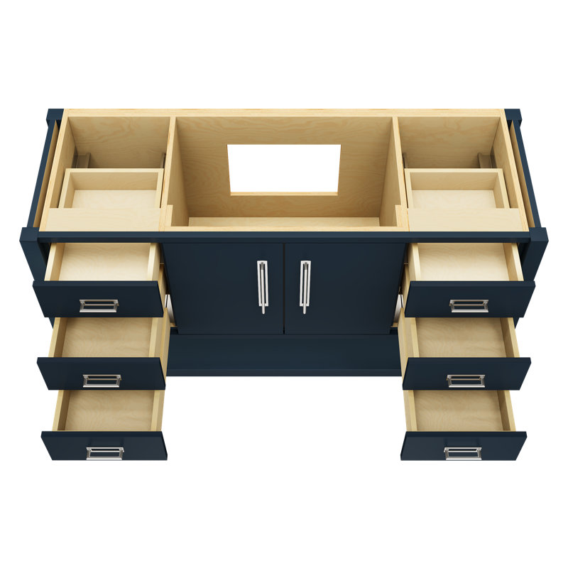 Kiawah Single Extra Wide Bath Vanity, Hague Blue, Polished Chrome, 60"
