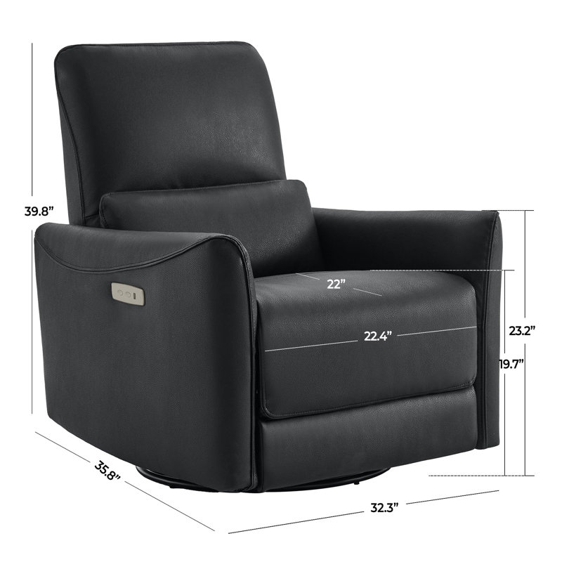 Fauteuil inclinable électrique et pivotant, Similicuir noir