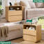 Ensemble de 2 tables de chevet 25 po H, table de bout naturelle avec station de charge et 2 tiroirs, table d'appoint courbée-834724020-837760139