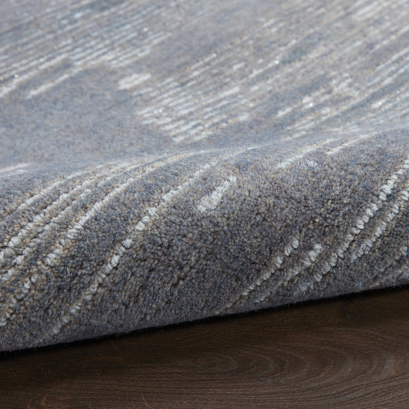 Abstract Area Rug in Blue/Ivory, Runner 2'3" x 8'