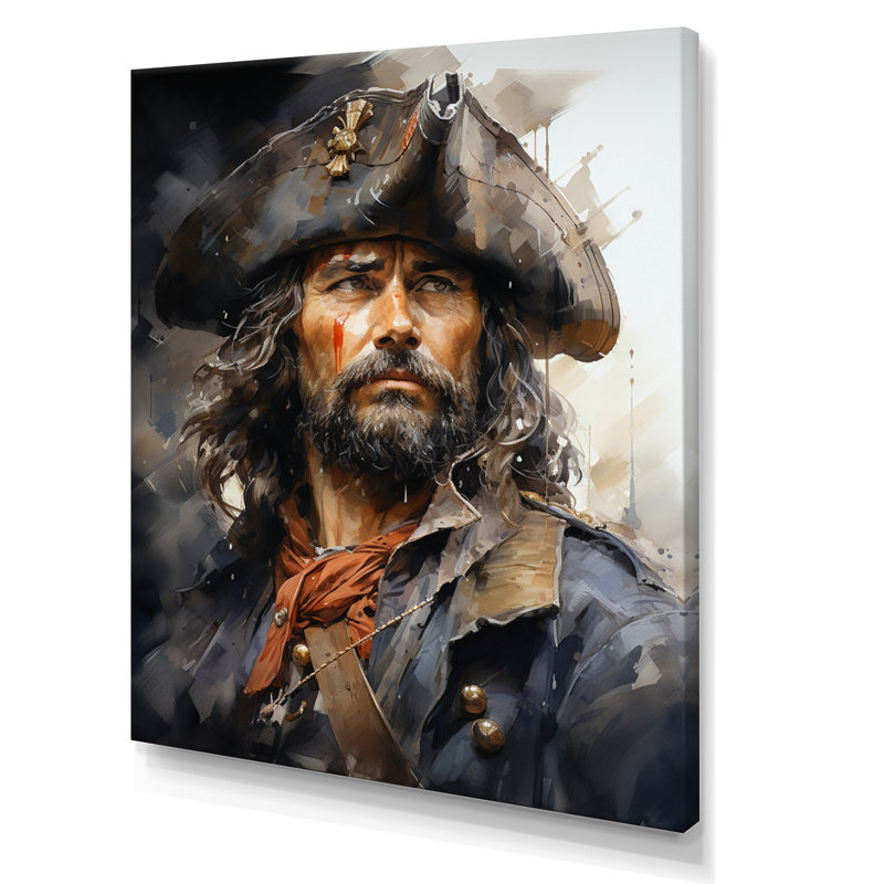 Portrait de capitaine pirate - reproduction sur toile tendue, H 44 po x l 34 po x P 1,5 po