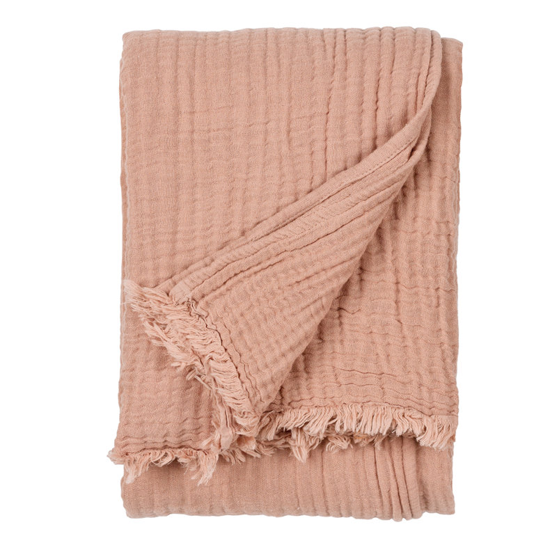 Knitted Throw Blanket, Pink, W240 x L260cm