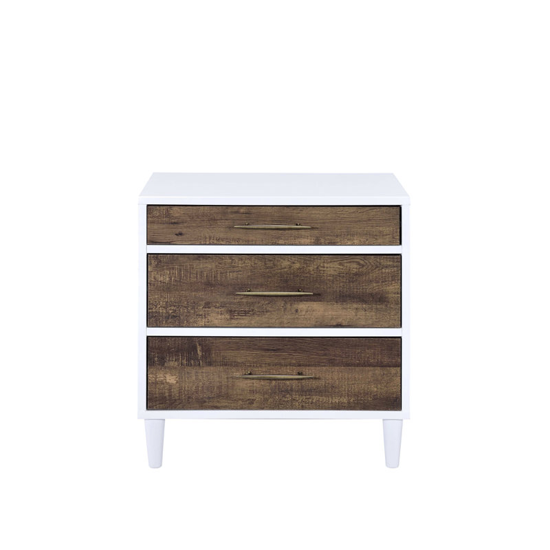 Table d'appoint occasionnelle rectangulaire avec 3 tiroirs et table de chevet en chêne