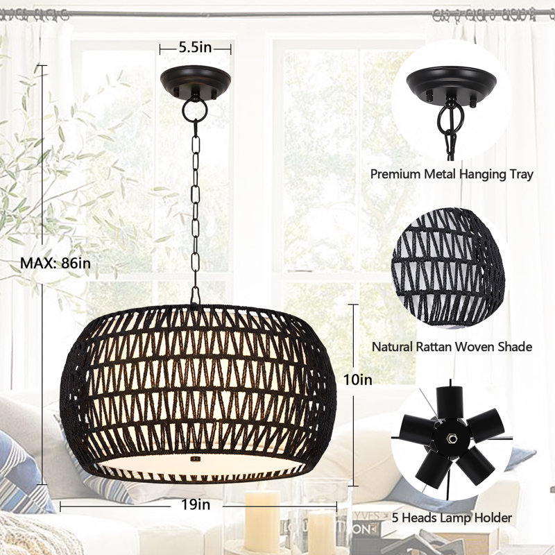 Rattan Pendant, Black