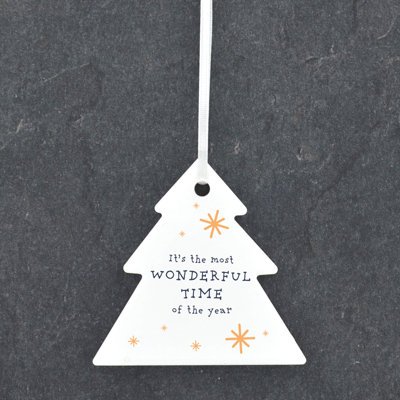 Christmas Most Wonderful Time Ceramic Tree Ornament