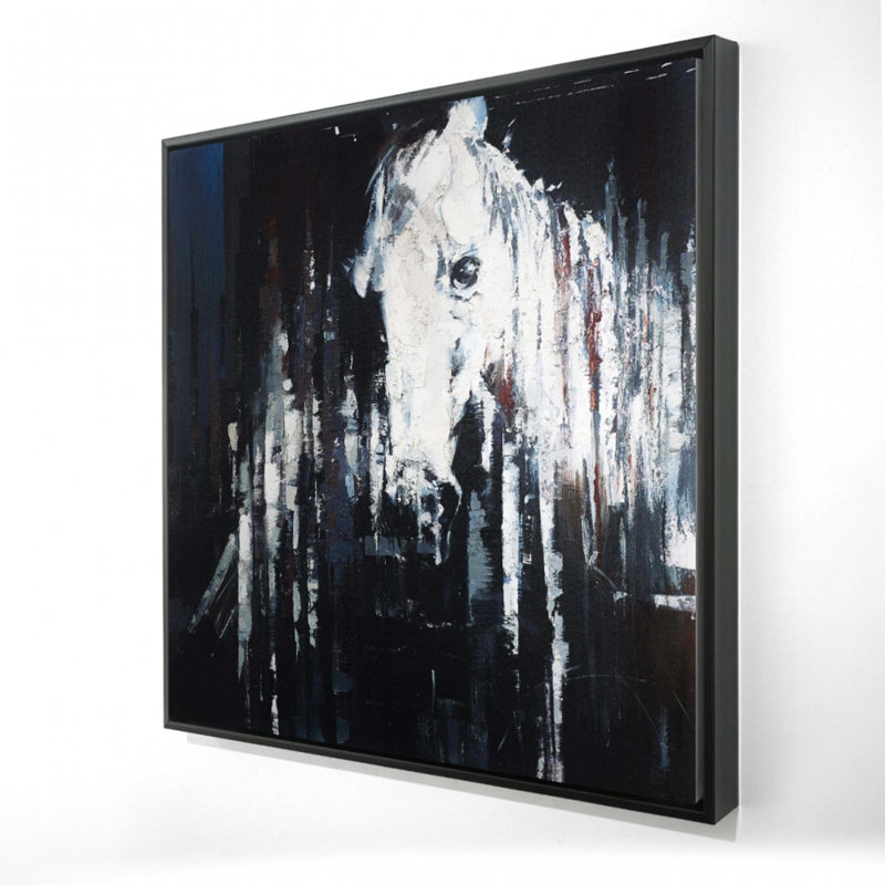 "Cheval abstrait sur fond noir" sur toile