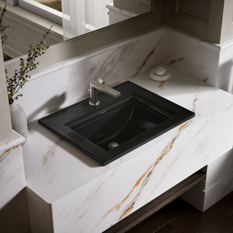 Memoirs® Stately Drop-in Bathroom Sink, Black, Single Hole