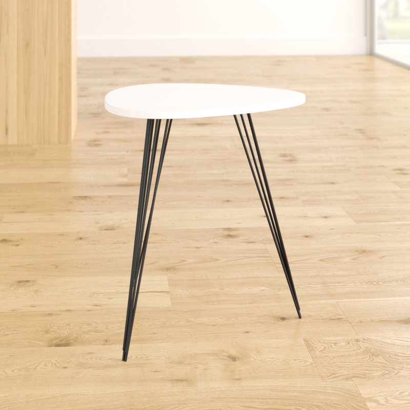 Pinheiro 3 Legs End Table, White / Black