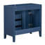 Meuble-lavabo 36 po sans lavabo, base d'armoire seulement, armoire de salle de bain avec tiroirs, structure solide et panneau de fibres à densité moyenne, bleu