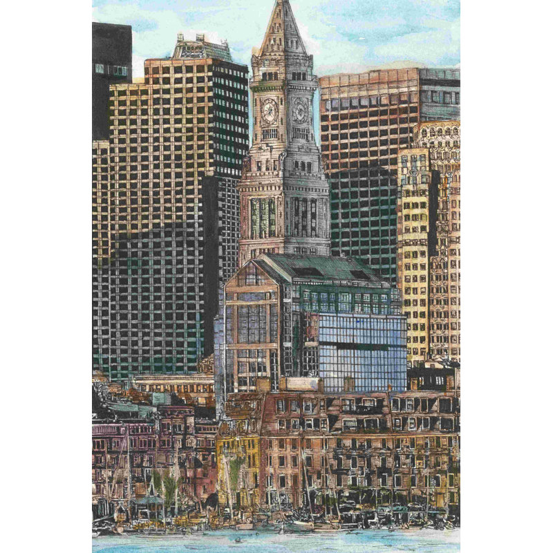 Paysage urbain américain - Boston, H 18 po x l 12 po