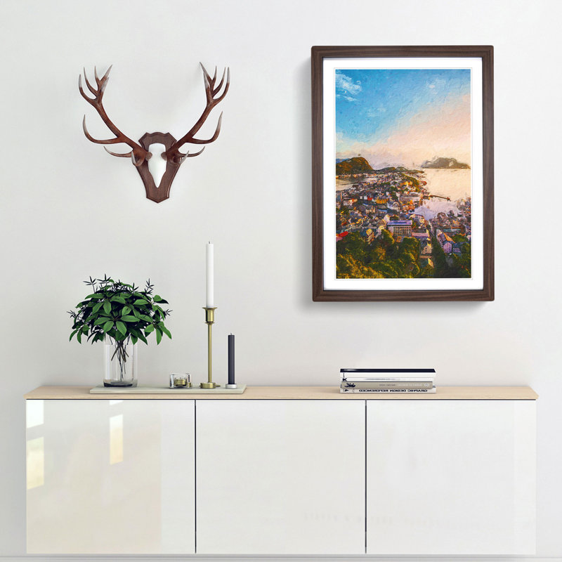 Alesund In Norway - Single Picture Frame Print, 45cm H x 33cm W x 2cm D, Walnut Framed