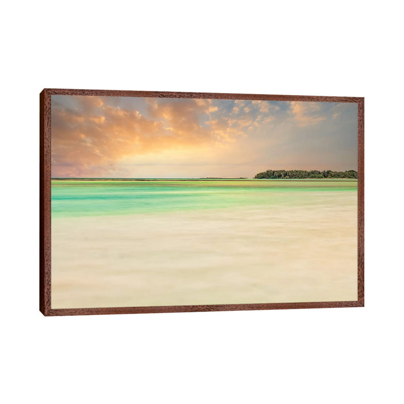 Tranquil Paradise by Mark Paulda - Print on Canvas, 45.72cm H x 66.04cm W x 3.81cm D, Classic Brown Wood Floater Framed