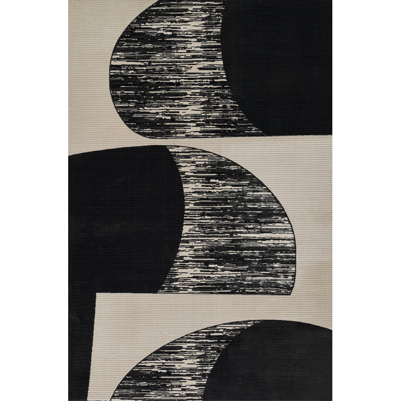Tapis noir / ivoire Chanella, Rectangle 7 pi 10 po x 9 pi 10 po