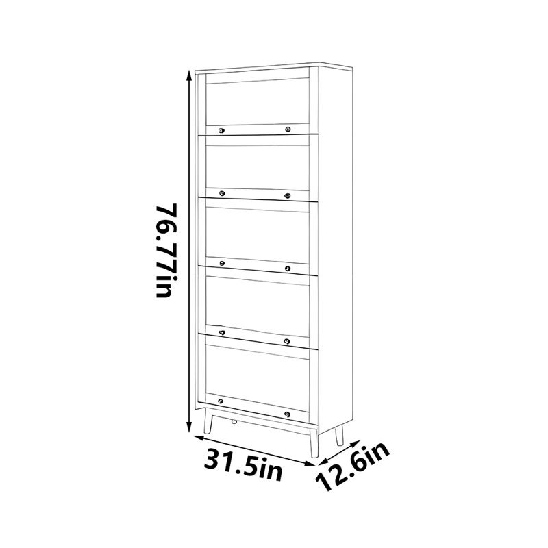 Moffett, Marron foncé, (5 tablettes) H 76,77 po x l 31,5 po x P 12,6 po