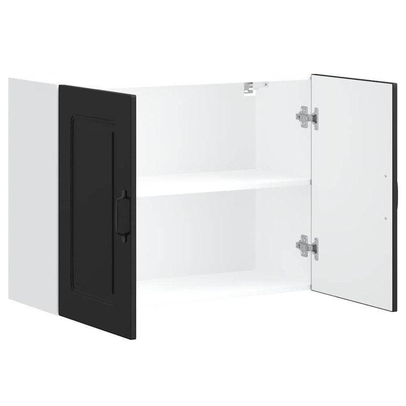 Kitchen Wall Cabinet Kalmar Engineered Wood, Black, 60cm H x 80cm W x 31cm D