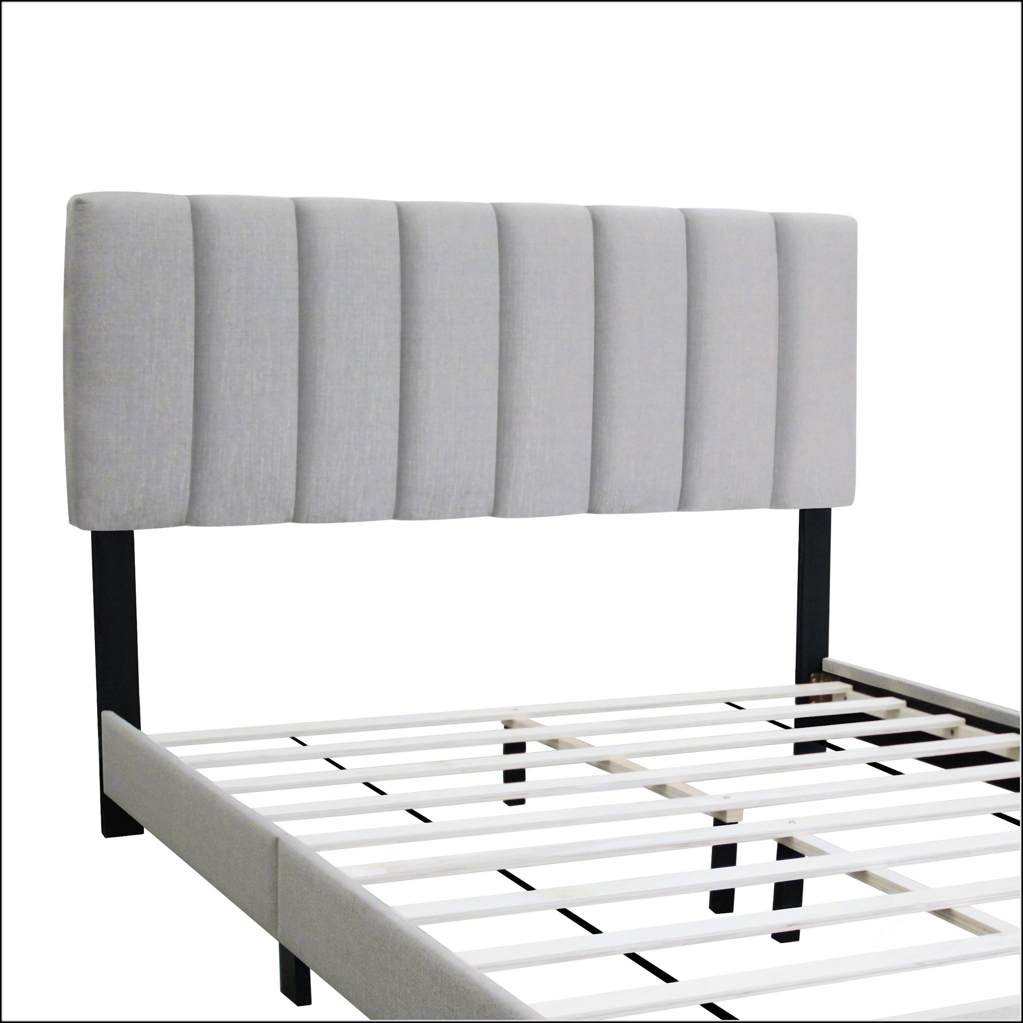 Ebern Designs Grey Queen Size Adjustable Upholstered Bed Frame ...