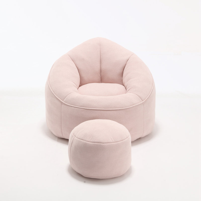 Eryn Barrel Chair with Ottoman, Pink Microfiber / Microsuede