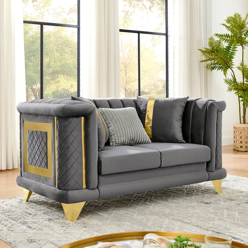 2Pcs Velvet Sofa Set