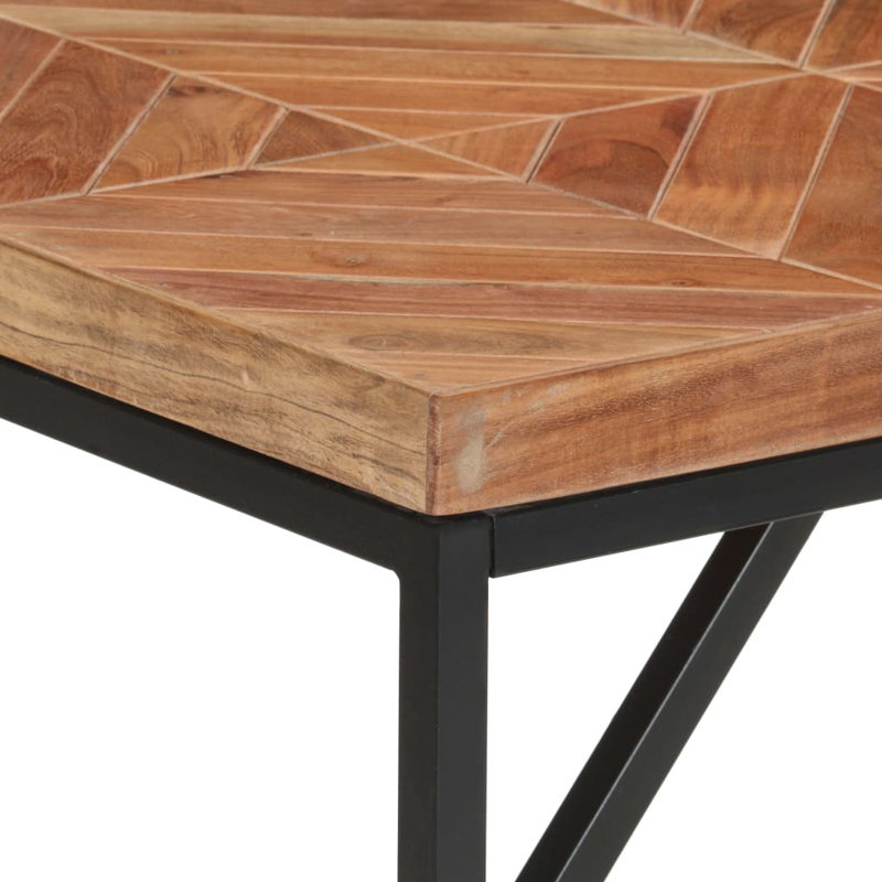 Dining Table Kitchen Dining Room Table Solid Acacia and Mango Wood, Brown, Black, 27.56'' W x 55.12'' L