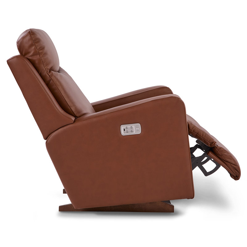 Emmons Leather Rocker Recliner, Oak