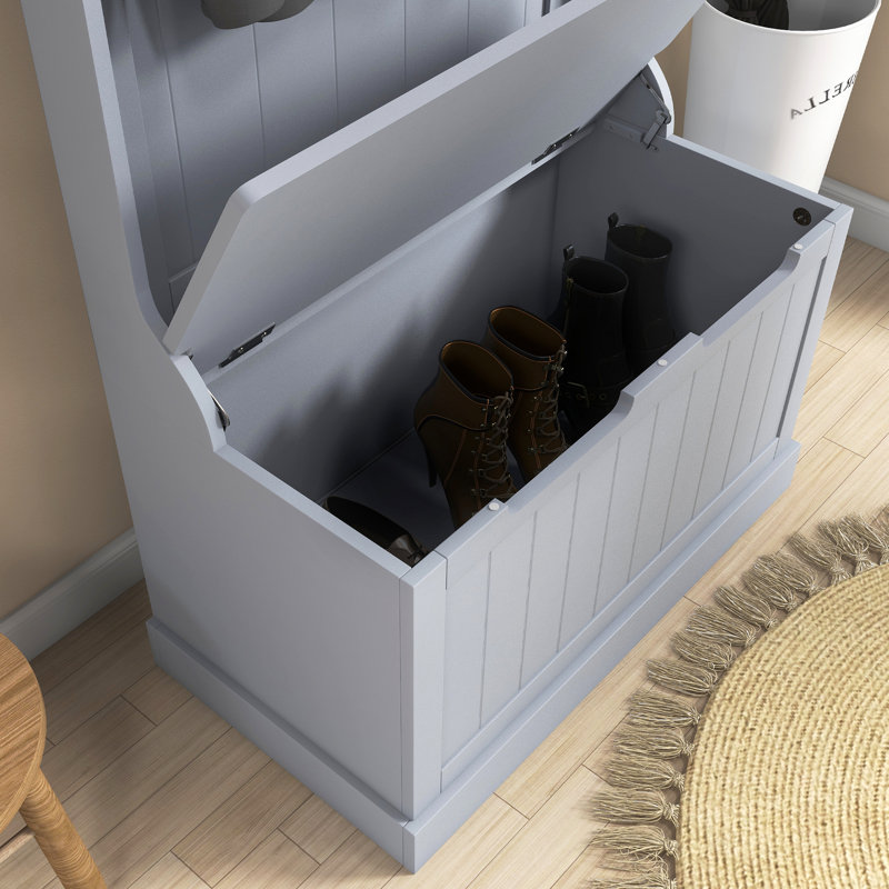 Versatile Entryway Hall Tree with Integrated Storage, Hooks, and Seating for Maximum Convenience and Organization, Gray