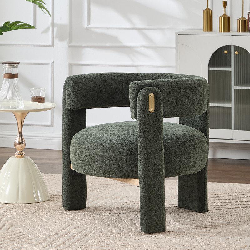 Accent Stool, Green, Chenille