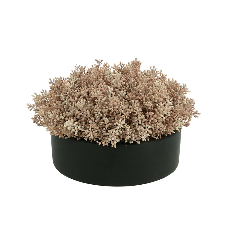 Seeded Eucalyptus Arranged in a Fiberstone Pot, Pink/Black, 9" H x 15" W x 15" D