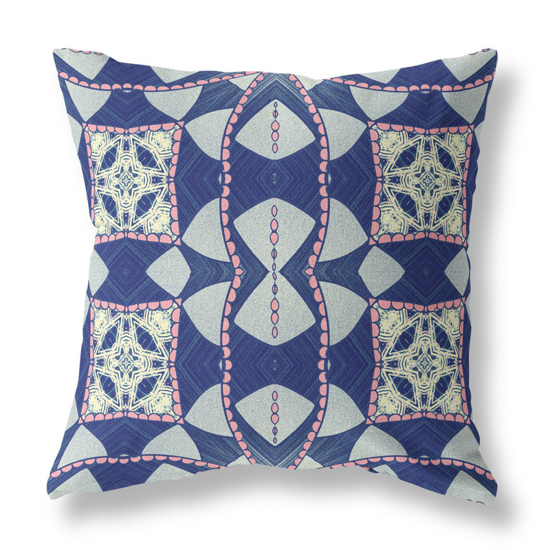 Housse et insert de coussin décoratif 20 po x 20 po à fermeture à glissière intérieure bleue et rose