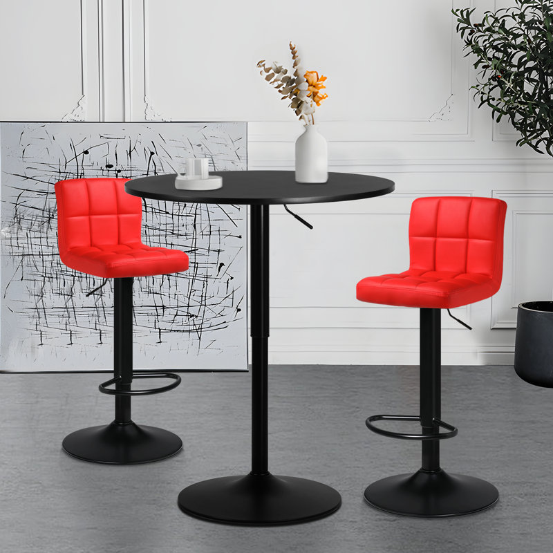 Laylan 2 - Person Pedestal Dining Set, Black, Red