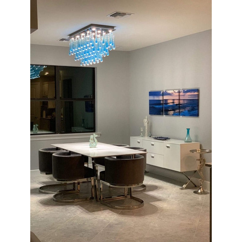 Lustre gradué à 8 lumières Adelinn, Bleu