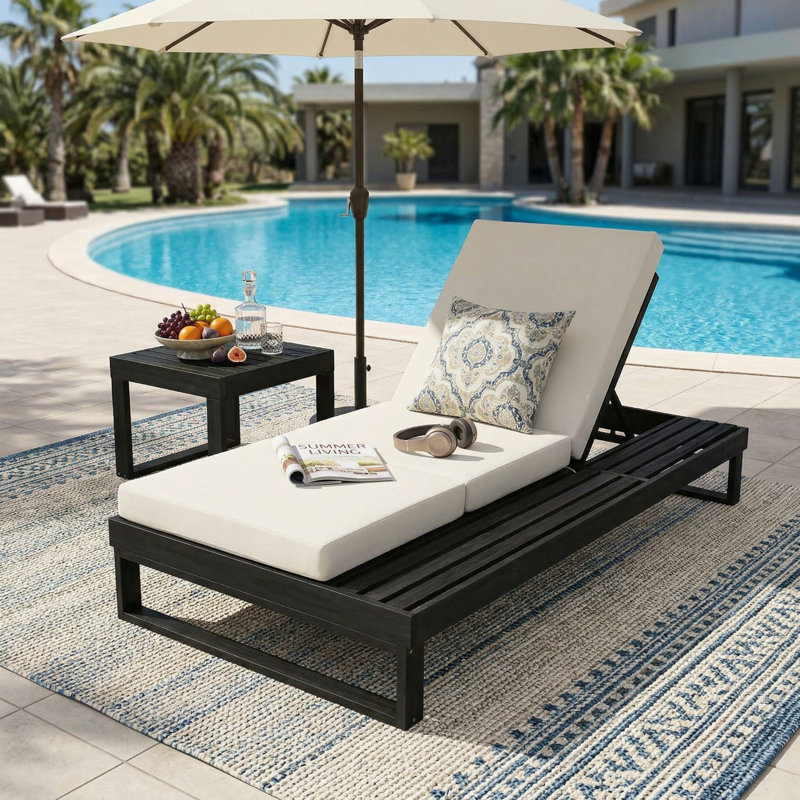 Méridiennes de patio réglables, chaise longue moderne en bois d'acacia