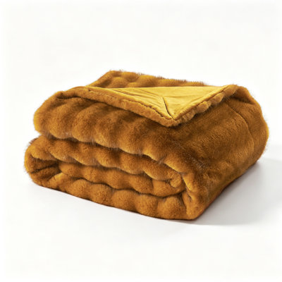 Plush Faux Fur Throw Blanket, Soft Warm Blanket, Bubble Stripe Design for Couch Sofa Everyday Home Comfort