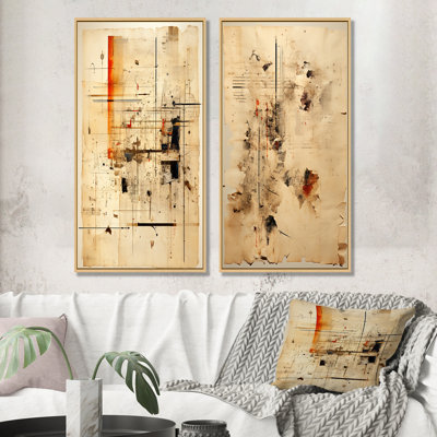 L'hindouisme puranas papyrus parchemin - ensemble de 2 reproductions d'art sur toile