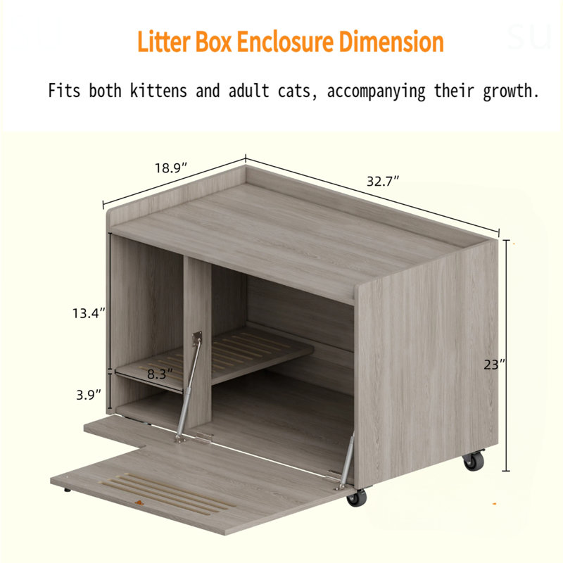 Gray Cat Litter Box Enclosure