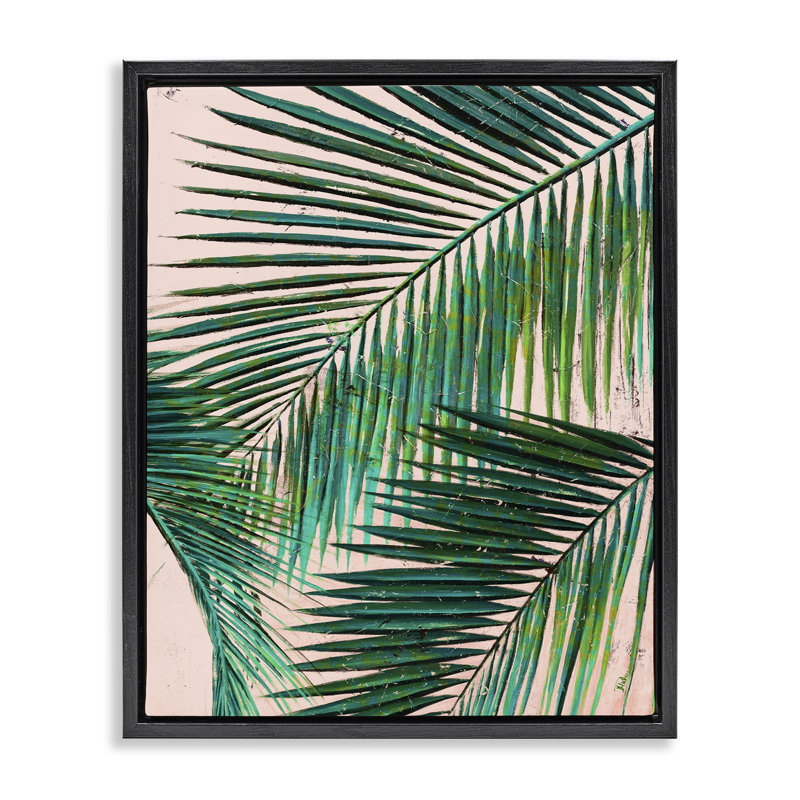 «Flowing Palm Fronds», art mural encadré par Patricia Pinto, Cadre flottant noir de jais, H 21 po x l 17 po