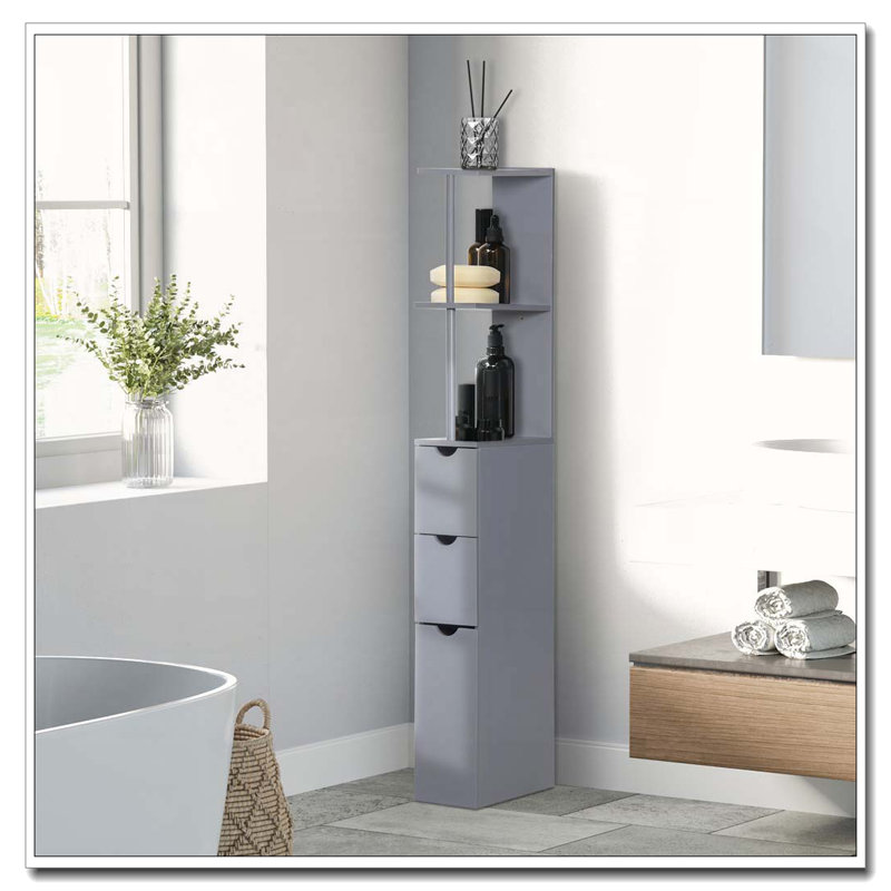 Armoire de rangement de 54 po de hauteur avec tablette à 2 niveaux et tiroirs, rangement de plancher étroit