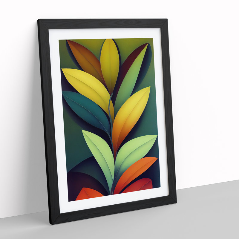 Lively Leaves - Framed Print, Black, 34cm H x 25cm W x 2cm D