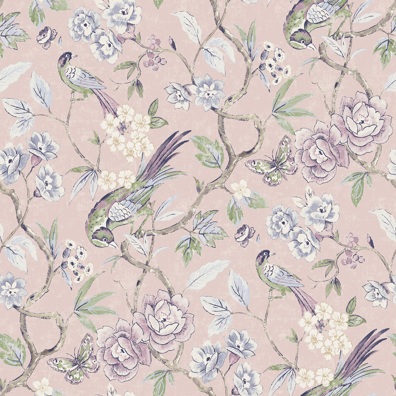 Papier peint adhésif aviaire, Rose