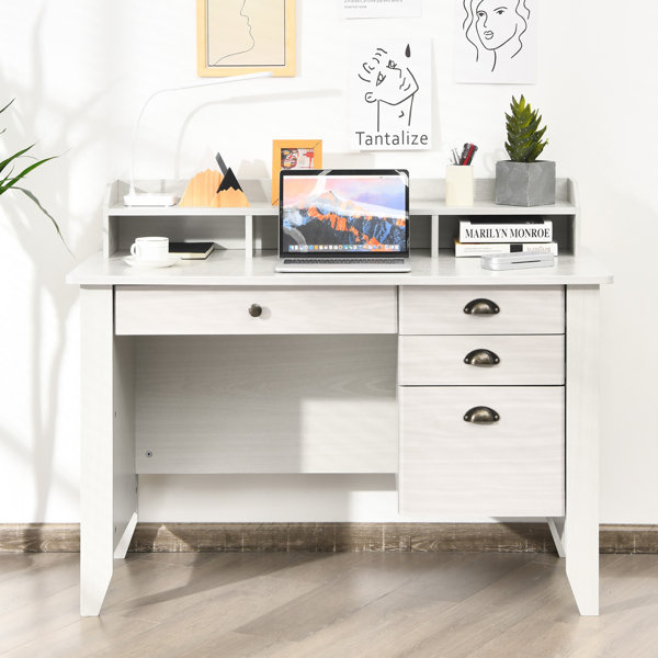 ivinta Computer Desk Office Desk with 3-Tier Shelves, White Desk for Small  Space, Gaming Desk with CPU Stand, Vanity Desk for Living Room, Modern