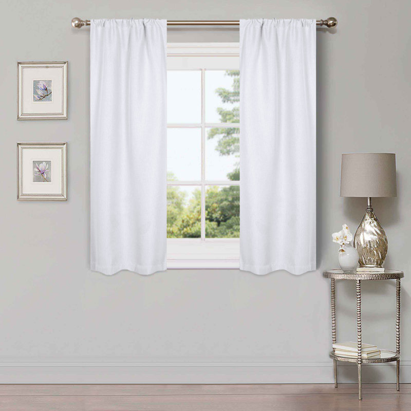 Panneau de rideau obscurcissant 100% polyester, L 26 po x L 63 po, Blanc neige