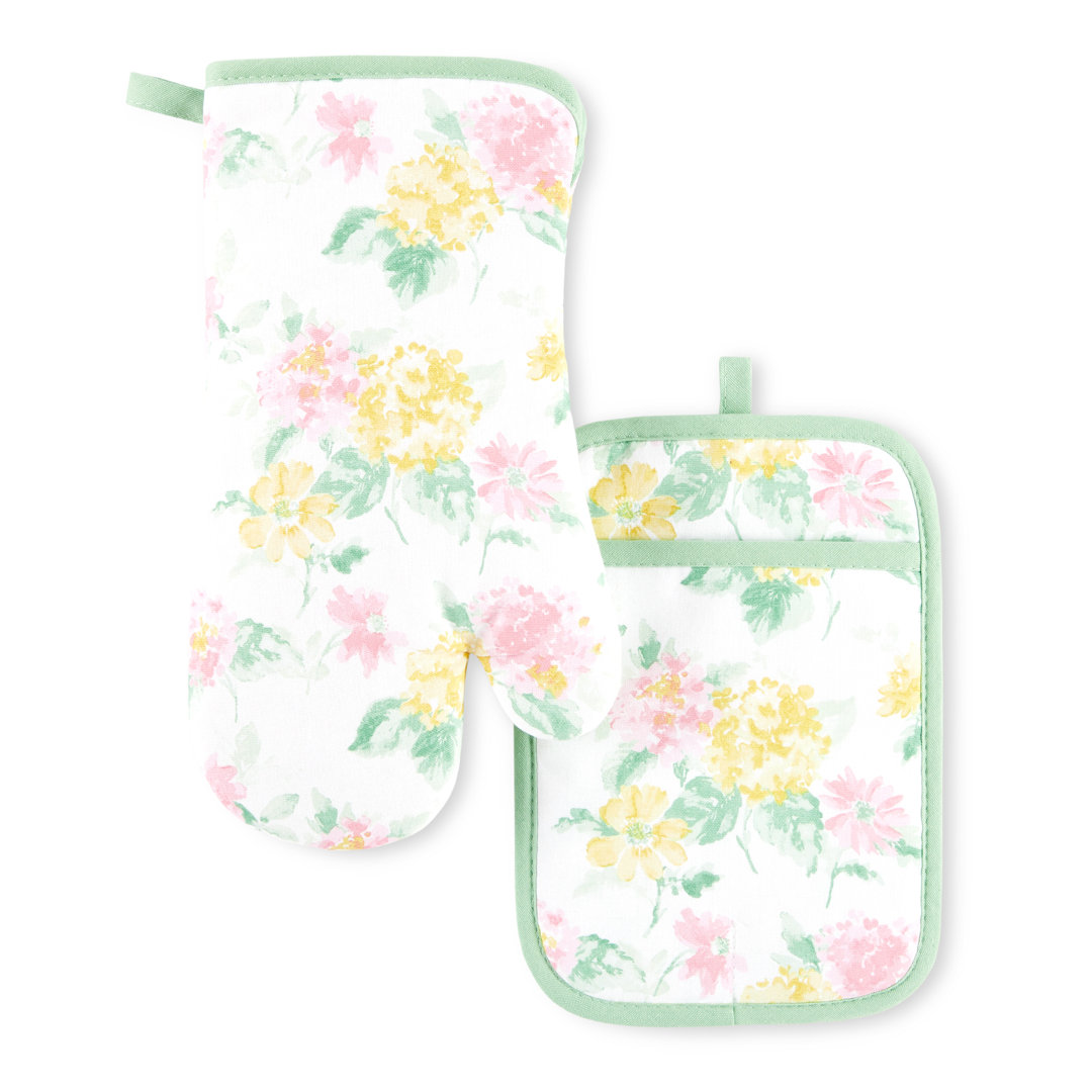 Martha Stewart Amber Floral Oven Mitt & Pot Holder Set 2-Pack Martha Stewart 