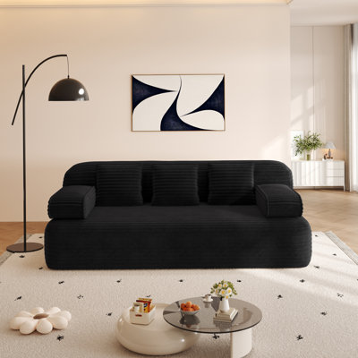 Canapé-lit sans cadre 78,7 po 2-en-1 avec 3 coussins: velours côtelé moelleux 3 places pour petits espaces, appartements et chambres