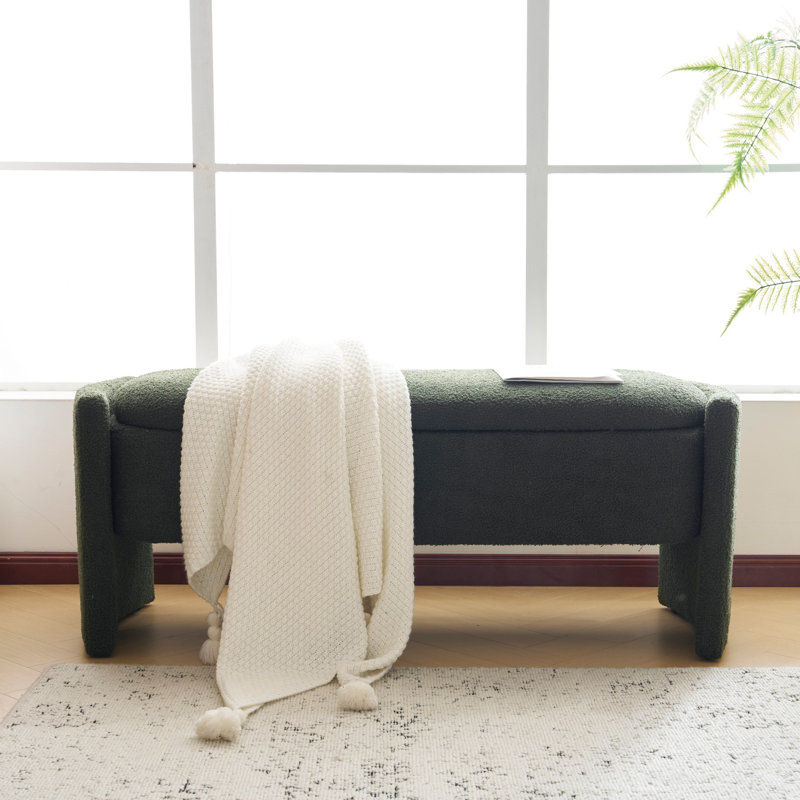 Simple Long shaped Ottoman Bench, Dark Green